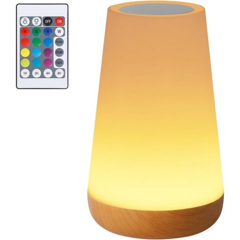 Lampada da comodino, luce notturna a LED per bambini, lampada d'atmosfera per camera da letto, luce notturna touch con 7 colori, ricaricabile, lampada da tavolo con telecomando per camera da letto, so (1/4)