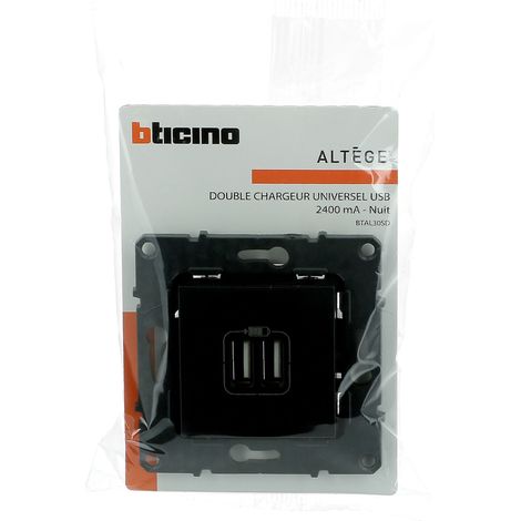 Double chargeur USB Altège Type-A 2,4A finition Nuit BTICINO BTAL30SD