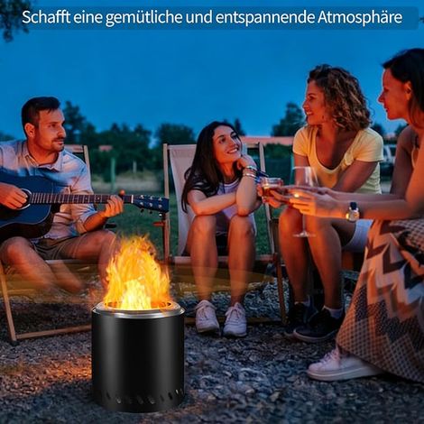 Brasero de 22 cm acier inoxydable Brasero de camping portable cheminée de table d'extérieur avec sac de voyage et fourchette à barbecue pour jardin et (1/3)