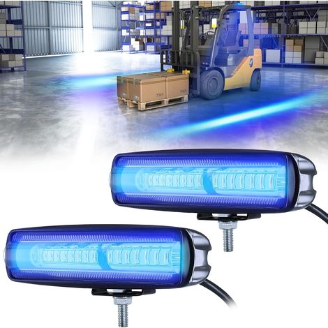 Confezione da 2 luci di sicurezza a LED da 30 W per carrelli elevatori - Luci di segnalazione per camion - DC 12-80V (blu) (1/5)