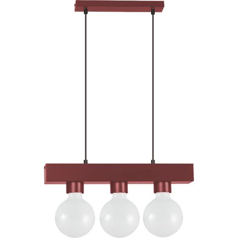 LUMICOM BOSTON L Sospensione, 3XE27, max 42W, metallo, rosso cowhide, 10X30cm