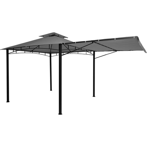 [NEUWERTIG] Pergola HHG-677, Garten Pavillon, Stahl bewegliche Seitenwand 2,5x2,5m grau