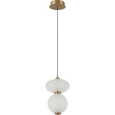 Suspension verre côtelé doré blanc LED 8W NICO Italux (1/3)