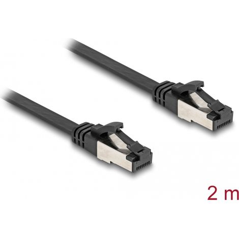 Delock Cable de parcheo plano RJ45 macho a macho Cat.8.1 flexible 2 m negro