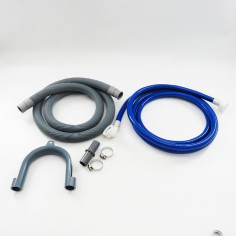 Tuyau de vidange allongé (20 mm) pour lave-linge à tambour entièrement automatiques ensemble de tuyaux d'arrivée et de sortie d'eau de 2,5 mètres pour lave-vaisselle. (1/5)