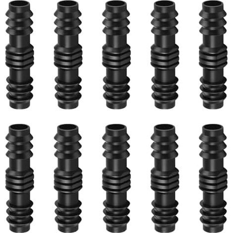 Lot de 10 raccords tuyau arrosage en plastique barbelé noir 13 mm, droits pour irrigation goutte à jardin, système d'arrosage - Coupling(10pcs) (1/5)