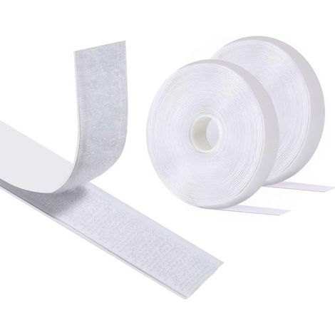Klettverschluss,2 Rollen,50 mm x 3 m,mit selbstklebender Rückseite,Doppelseitige Klebestreifen für Vorhänge,Stark haftender Klettverschluss (1/5)
