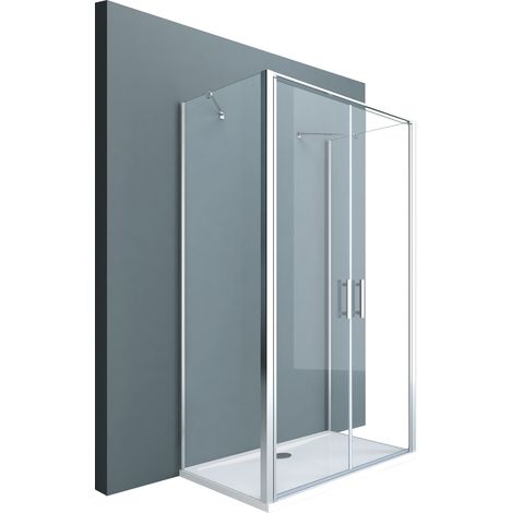 doporro Duschkabine Ravenna50K 80x120x80cm Duschabtrennung zwei Drehtüren inkl. 4cm flacher Duschtasse in Weiß ESG-Sicherheitsglas Klarglas (1/5)