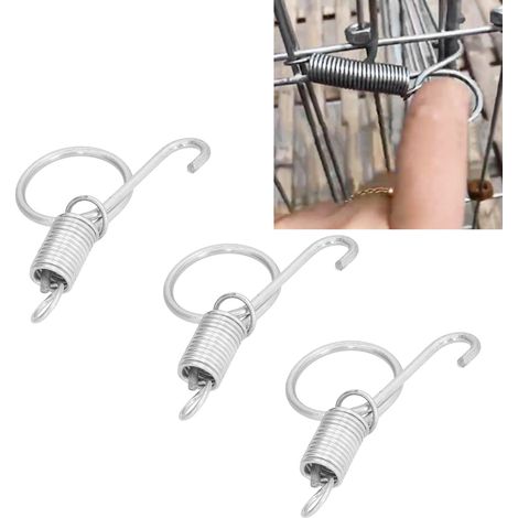 20 Crochets à Ressort pour Porte de Cage - Fixation Métallique pour Enclos de Lapin et Équipement Agricole (6x2,1 cm)