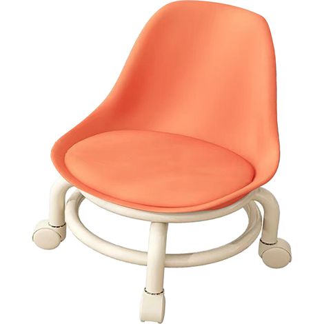 Tabouret roulant bas pour enfants avec dossier, siège à roulettes réglable avec roues universelles, marchepied orange (1/5)