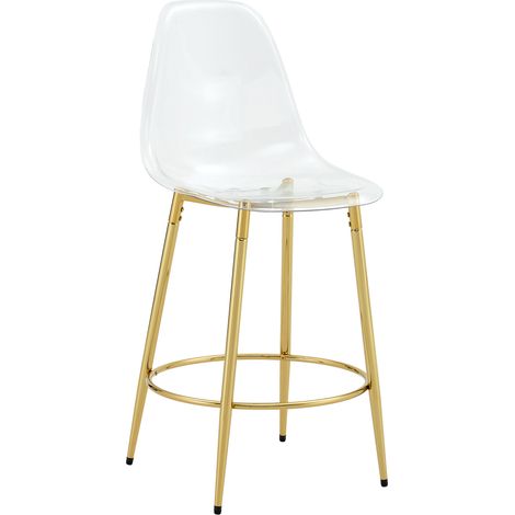 Set di 2 sgabelli da bar trasparenti con gambe in metallo dorato, 102 cm (1/5)
