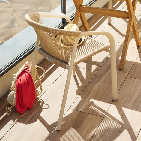 Fauteuil de jardin empilable Riu argile & beige aluminium - Hespéride
