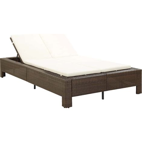 vidaXL Transat à 2 places avec coussin Marron Résine tressée (1/5)