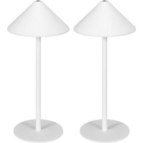 Lampe de table blanche en métal avec 3 températures de lumière et recharge USB - Lot de 2 (1/5)