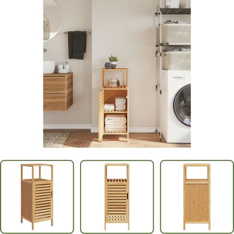 Rangement salle de bain -  Armoire de salle de bain avec étagère 36x33x87 cm bambou (1/5)