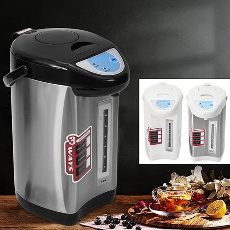 Heißwasserspender, 5.8L Thermopot Edelstahl Wasserkocher 750W Thermoskanne Tastensteuerung Wassertank für Schule Zuhause Büro Hotel (Schwarz)
