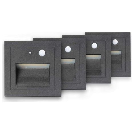 Spot encastrable extérieur mur et plafond de 4 LED Spot Mural Encastré 3W Applique Murale Escalier Etape Lumière Lampe Détecteur de Mouvement Sol Encastré Lumière Escalier Lumière Hall Lampe 2800K Bla (1/5)
