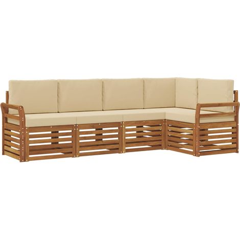 Set divano sezionale con cuscino 5 pcs Naturale e Beige vidaXL