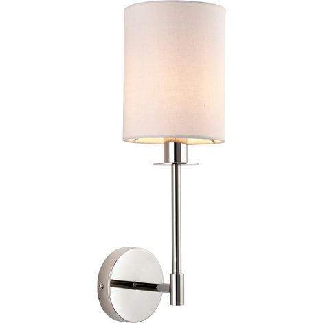 Endon Sancerre Applique avec abat-jour en nickel brillant, tissu blanc vintage, 1 x E14 (1/5)
