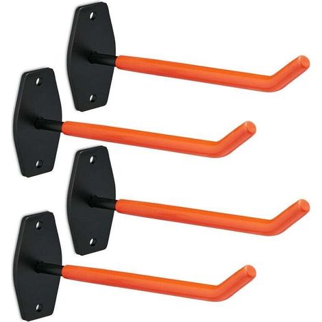 Supports muraux pour roues, lot de 4, crochets muraux pour pneus et jantes, charge maximale 40 kg, acier, orange et noir (1/5)