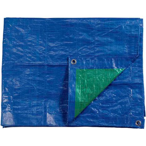 Bâche de protection EDM Bleu/Vert - Œillets métal - 90 g/m2 - 2 x 3 m (1/3)