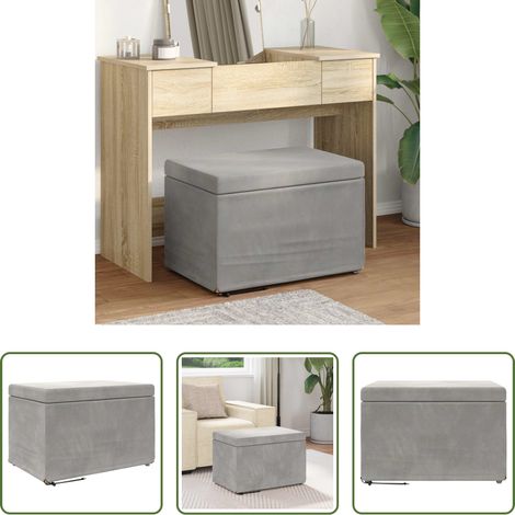 Design moderne - Tabouret Gris clair 61 x 41 x 40 cm Velours et Bois Composite (1/5)