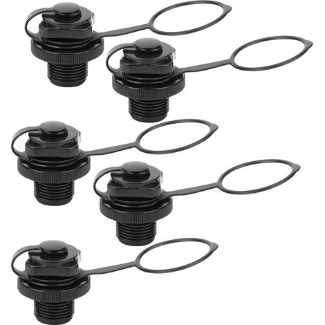 (5 Pièces) Embout de Valve 2 en 1 pour Bateau Gonflable, Adaptateur de Pompe sans Base Noir (1/5)