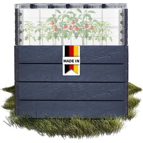 GARANTIA ERGO QUADRO TurboPlus L 80 Hochbeet Stone, inkl. FLORA Wassersparsystem (1/5)