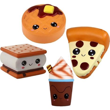 Squeeze Toys Géant Montée Lente Jouets Anti-Stress Squishy Kawaii Smore Gaufre Gâteau Pizza Café Tasse (1/5)