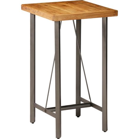 Table de bar Teck recyclé massif 60 x 60x107 (1/5)