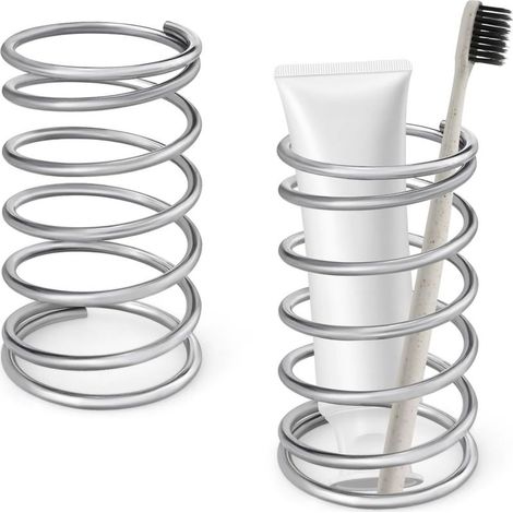 2er-Pack Zahnbürstenhalter aus Federstahl für Badezimmer, Make-up, Zahnbürste (1/5)