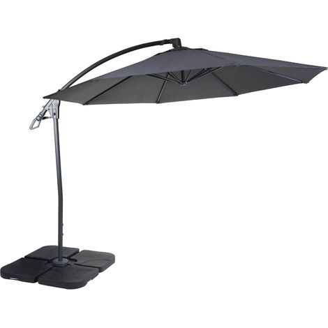 [NEUWERTIG] Deluxe Ampelschirm HHG-995, Sonnenschirm, rund Ø 3m Polyester Alu/Stahl 14kg anthrazit mit Ständer