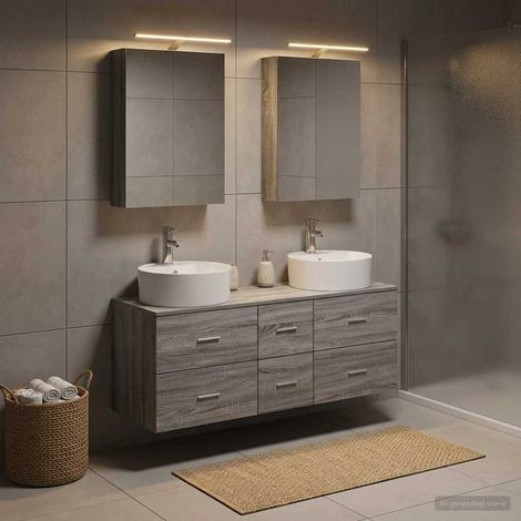 vidaXL Bathroom Furniture Set 5 pcs Grey Sonoma (1/5)