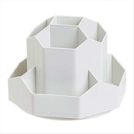 Porte-crayon de bureau 9 compartiments, gris, organiseur de stylos et accessoires pour table (1/5)