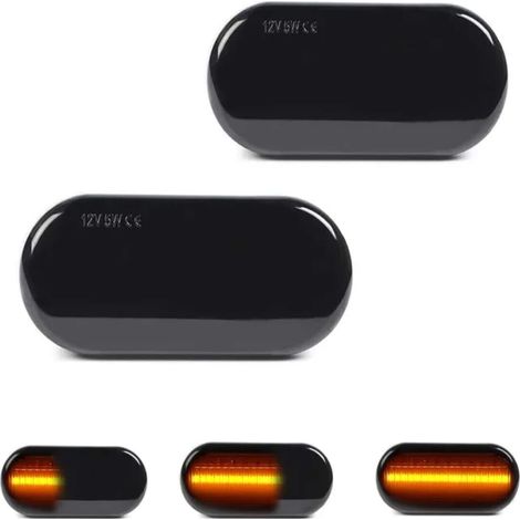 2 Clignotants latéraux LED Noir, Lentille ambrée, Polycarbonate, Pour VW Golf Seat Polo（Q3 : Nouveaux produits pour le mois d'août） (1/5)