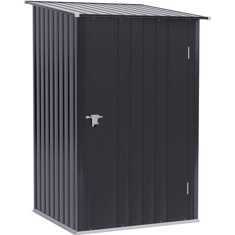 Caseta de jardín metálica 100 x 103 x 160 cm 0,92 m² de acero galvanizado gris oscuro HOMVRA (1/5)