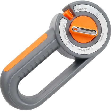 Messerschärfer – 7,68 Zoll ABS-Schärfer 6-in-1 verstellbarer Spitzer – rutschfeste Gummibasis. Ergonomischer Griff für Küchenmesser, gezahnte Scheren und Outdoor-Werkzeuge. Ideal für die Küche (1/5)