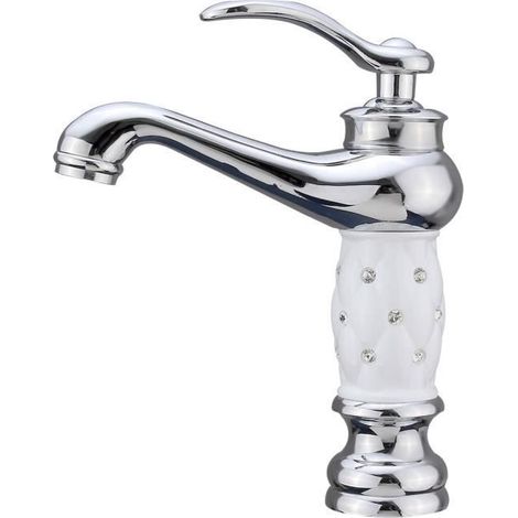 1x Robinet mitigeur, Laiton chromé, céramique, 2 tuyaux, Salle de bain et cuisine (1/4)