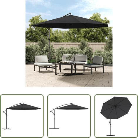 vidaXL Parasol anti-UV - Parasol de jardin en porte-à-faux avec mât en aluminium noir (1/5)