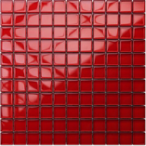 Mosaik auf Netz für Bad oder Küche aus Glas 30x30cm - Pure Red