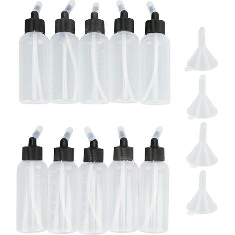 Bouteille Huile Cheveux - Plastique Transparent Résistant Chaleur - Avec Entonnoir Remplissage Facile - Usage Domestique Et Commercial - Lot De 10 Pièces (1/5)