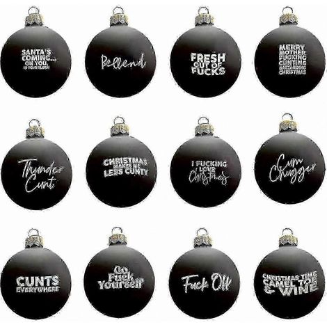 Boules de Noël 2024, lot de 12, décorations de sapin originales et humoristiques pour Noël (1/5)