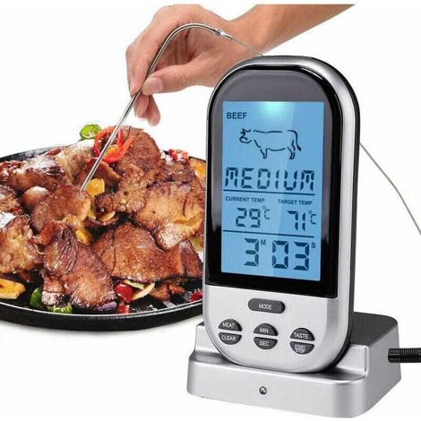 Numerique Thermometre A Viande Sans Fil A Distance Thermometre Alimentaire Pour La Viande De Poisson Minuterie Fumeur Waterproof Grill Thermometre (1/5)