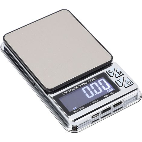 Digitale Waage in Milligramm, 500 g bis 0,01 g, 7 Einheiten, USB-Ladegerät, Tablettenbox im Taschenformat für pulverförmige Medikamente (1/5)