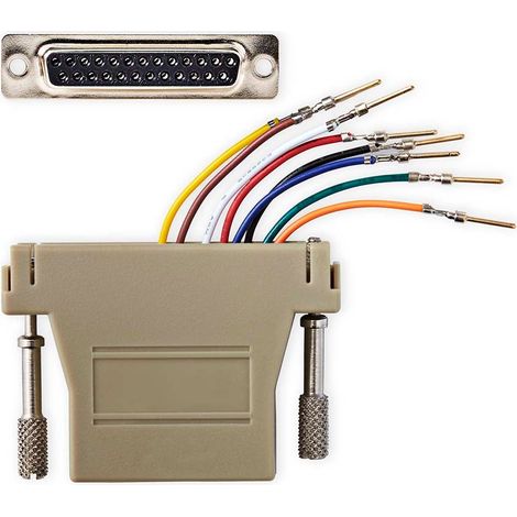 Adaptador serie  Adaptador  D-SUB hembra de 25 pines  RJ45 hembra  Niquelado  Marfil  Caja (1/4)