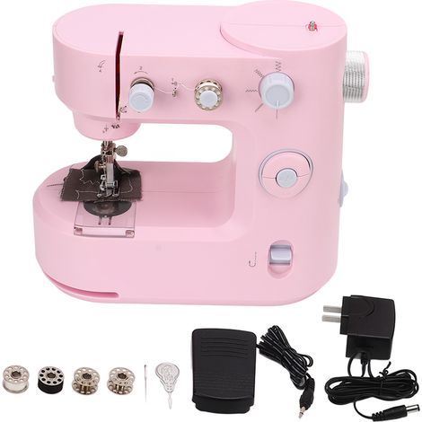 Machine à coudre portable 5 points, surjeteuse multifonction petite pour maison, enfants, fête des enfants, 100-240V prise US (1/5)
