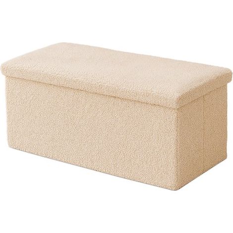 Banc avec espace de rangement - 38 x 76 x 38 cm - pliable - beige (1/5)