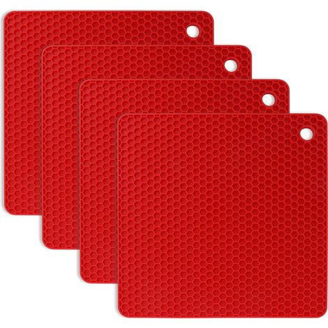 Dessous de Plat Silicone, 4PCS Anti-dérapant Anti-Chaleur 250 °C Multifonction Repose-cuillère Dessous de Verre de Cuisine Tapis de Table pour Cuisine et Salle à Manger (1/5)