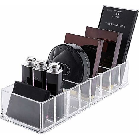 8-compartment eyeshadow organizer, clear plastic makeup organizer, compact powder holder (1/5)