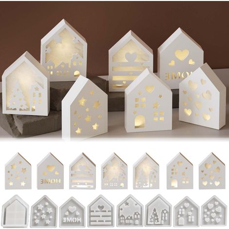 8 moules en silicone Moules à couler Maisons, Moules en silicone Maisons, Moules à bougies Pour couler, Moule à couler Maisons, Moule à couler Bougeoir Maison, Moule en silicone DIY Maisons avec cœurs (1/5)